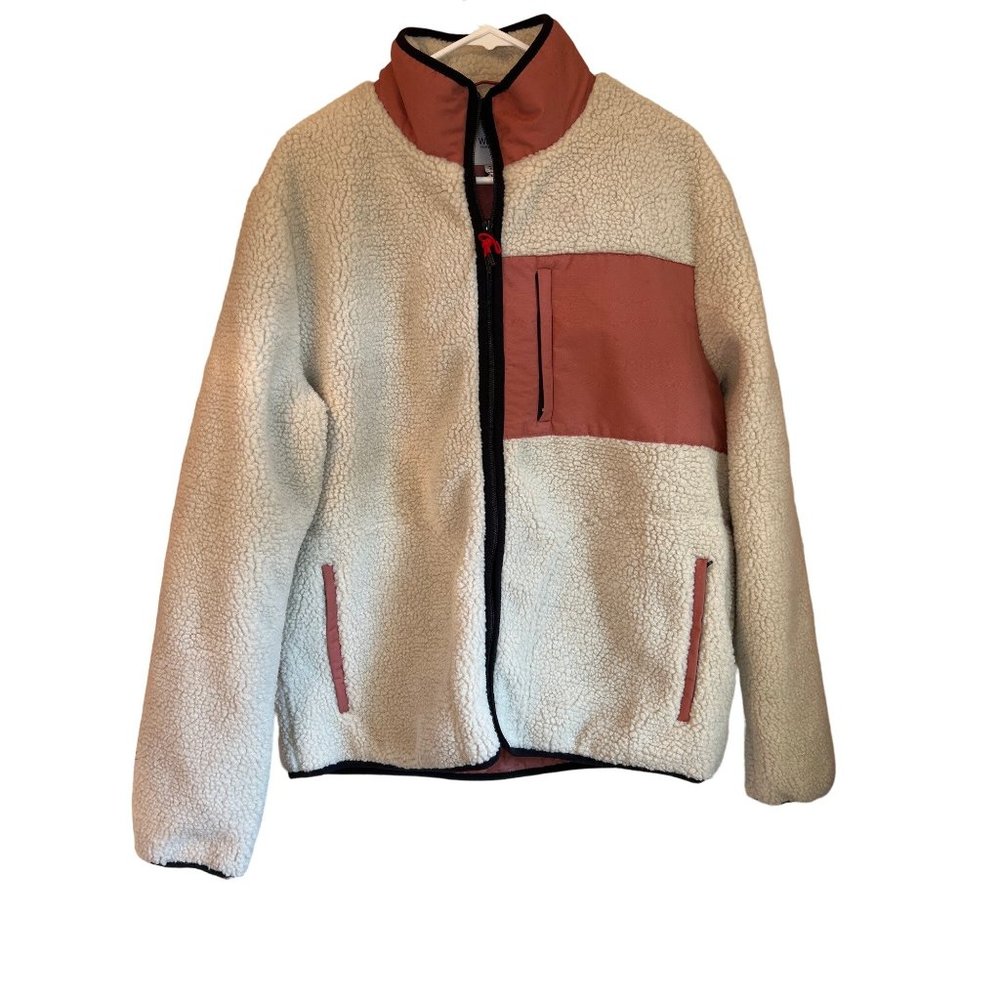 Wezc XL Beige and Mauve Sherpa Lined Zip Up Jacket
